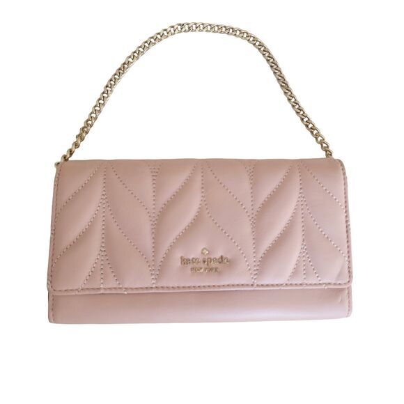 kate spade Handbags - Kate Spade Pink Saffiano Leather Wallet Wristlet with Short Gold Chain Handle